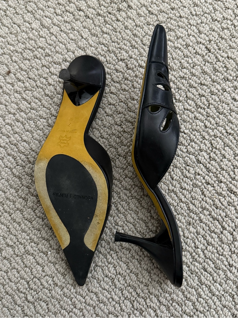 Donald J. Pliner Black Leather Heel with Cutout Detailing - Picture 5 of 6